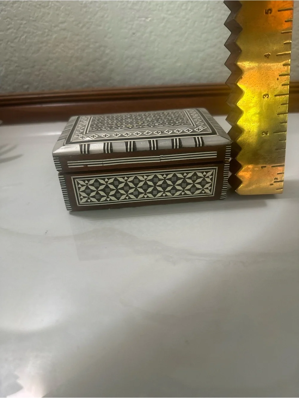 Small Handcrafted Black and White Inlay Decorative Box